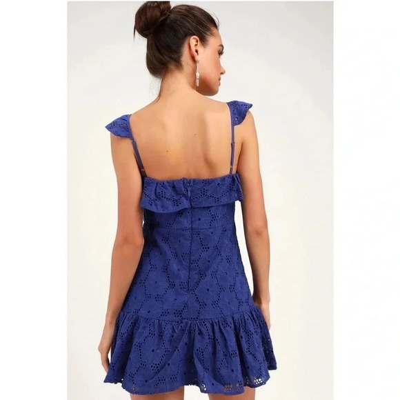 Lulus blue biscay crochet babydoll mini dress - Picture 3 of 11